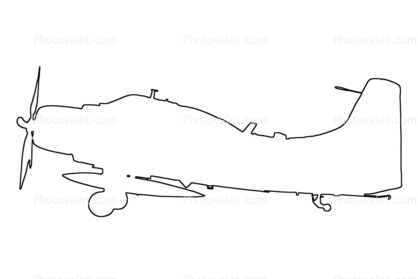 A-1E Skyraider outline, 32415, 415, line drawing, shape