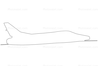 North American F-100 Super Saber outline, line drawing, shape