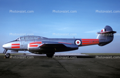 WF879, WF-879, Gloster Meteor twin engine jet fighter, straight wing, milestone of flight