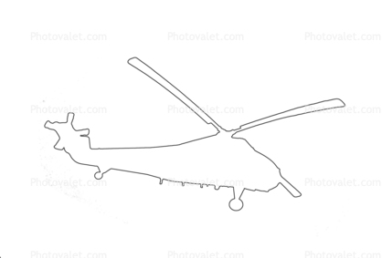Westland Wessex helicopter line drawing, outline
