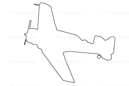 AT-6 SNJ Texan outline, line drawing, shape