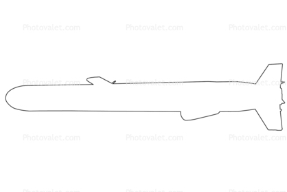 General Dynamics Tomahawk land attack cruise missile outline, BGM-109 Tomahawk, line drawing