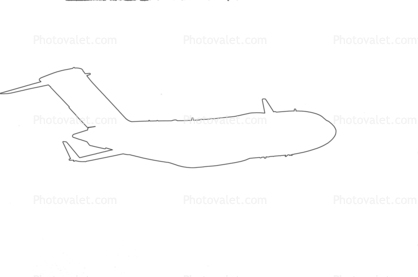 McDonnell Douglas C-17 Globemaster III outline, line drawing, shape
