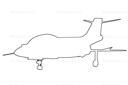 McDonnell F-101 Voodoo outline, line drawing, shape