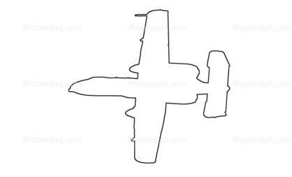 A-10 Thunderbolt outline, line drawing