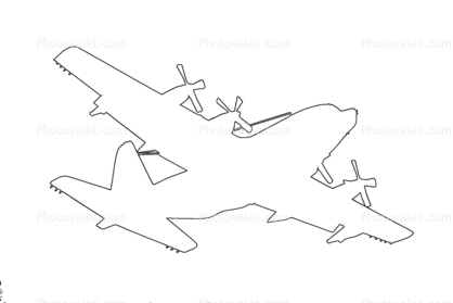 Lockheed MC-130P Combat Shadow Hercules outline, line drawing