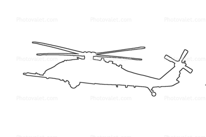 Sikorsky SH-60 Blackhawk outline, line drawing