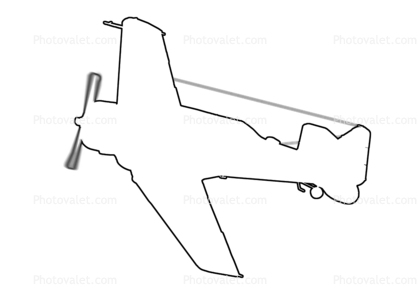 T-6 Texan outline, line drawing, shape