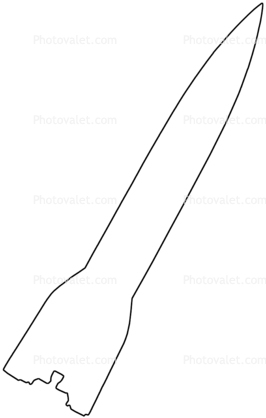 V-2 Rocket outline, line drawing, shape
