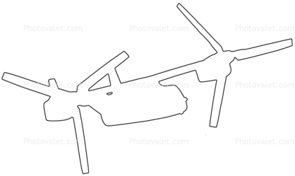V-22 Osprey, outline, line drawing, shape