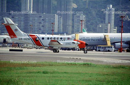 VR-HZN, Hong Kong Government Flying Services, (GFS), Beechcraft Super King Air B200C, Kai Tak International Airport 