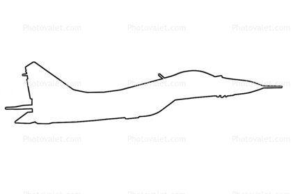 MiG-29 Fulcrum outline, line drawing, shape