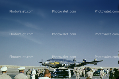Lockheed C-121, John Foster Dulles arrives at Dhaharan, Saudi Arbia, 1953, 1950s