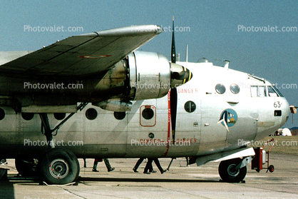 312-BH, Noratlas, 1975, N63, military transport aircraft, airplane, prop, 1970s