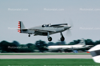 P-51C landing, flying, airborne