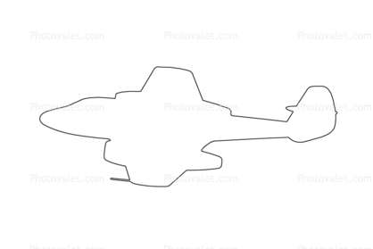 Gloster Meteor outline, line drawing