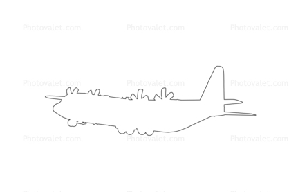 C-130J Hercules outline, line drawing