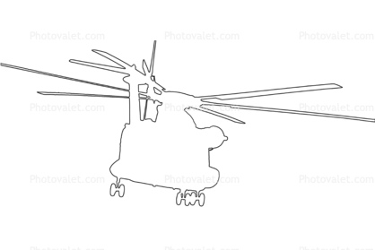 Sikorsky CH-53 Stallion outline, line drawing, shape