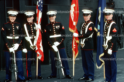 smiling Marine Detachment for Security on Board the USS Ranger, Color Guard