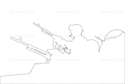 Gun Outline, line drawing, Troops, shape
