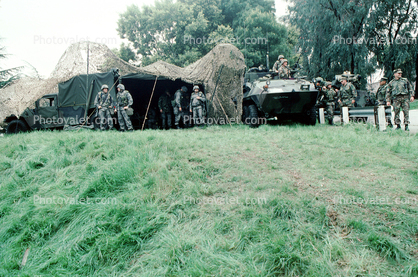 Bivouc, Tent, Camouflage, LAV-25, Wheeled Tanks, canon, vehicle, Operation Kernel Blitz, urban warfare training, Troops