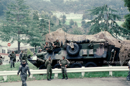 Wheeled Tank, tent, camouflage, canon, vehicle, Operation Kernel Blitz, urban warfare training, Troops