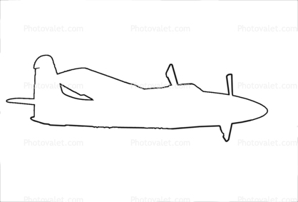 Grumman F7F Tigercat outline, line drawing, shape