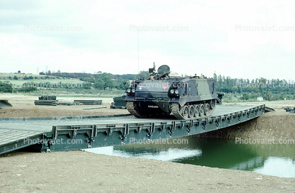 Tank on mobile bridge, MVEE, Military Vehicles and Engineering Establishment, tracked vehicle, Mobile Bridge, instant bridge