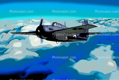 Grumman F4F Wildcat Abstractin Flight, Paintography