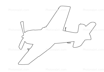 F6F-5 Hellcat outline, line drawing