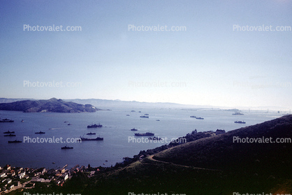 Fleet Anchored in San Francisco, California, USN, United States Navy, 1940s