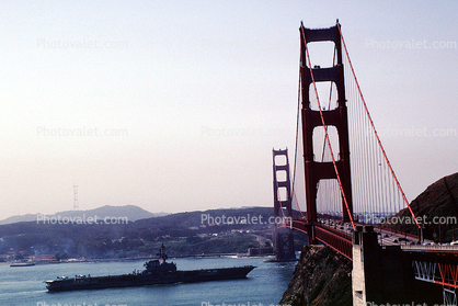 Golden Gate Bridge, USS Coral Sea, CV-43, USN, United States Navy, Midway-class aircraft carrier, 6  May 1981