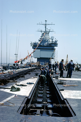 Catapult Repair, MRO, superstructure, USS Enterprise, October 1969