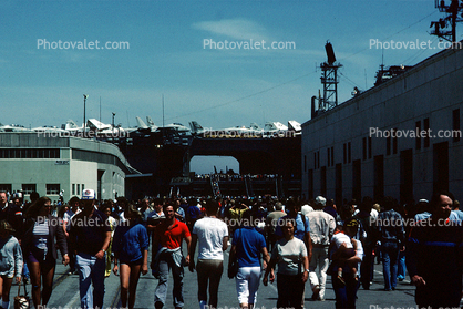 Crowds at USS Constellation, CV-64, 22 August 1982