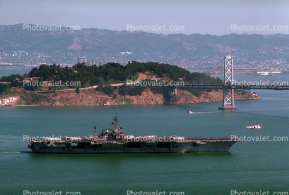 USS Kitty Hawk (CV-63), Yerba Buena Island, San Francisco Oakland Bay Bridge, USN, United States Navy