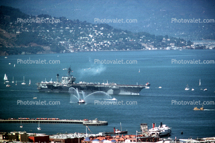 USS Kitty Hawk (CV-63), USN, United States Navy, fireboat spraying water