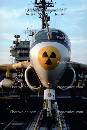 Radiation symbol Grumman A-6, head-on, USS Kitty Hawk (CV-63)
