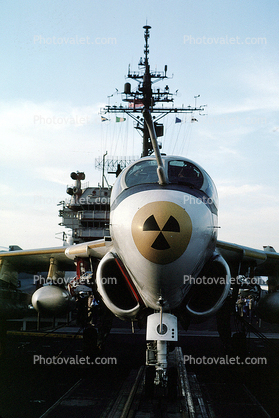 haed-on Grumman A-6, Radiation symbol, USS Kitty Hawk (CV-63)