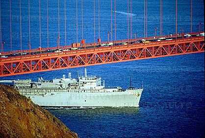 USS McKee AS41, USN Submarine Tender, Transport, Golden Gate Bridge, vessel, ship