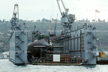 Drydock, Crane, Submarine, Naval Base Point Loma