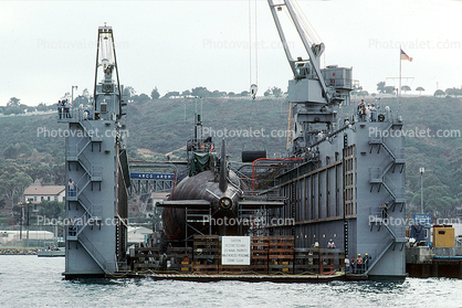 Drydock, Crane, Submarine, Naval Base Point Loma