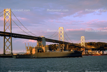 E35, Replenishment Transport Ship, Cargo, San Francisco Oakland Bay Bridge, vessel, hull, ship, warship