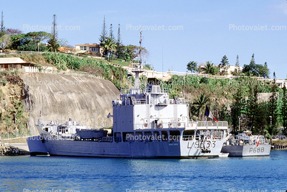 Noumea, french military ship, dock, harbor