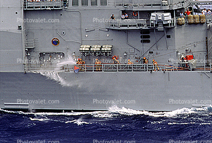 Spraying Water, USS Princeton (CG-59), Guided Missile Cruiser, USN