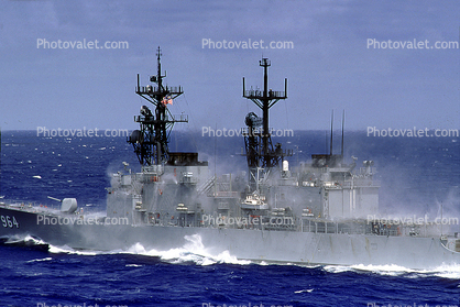 Water Spray for Contamination Drill, USS Harry W Hill, (DD 986), Spruance-class destroyer