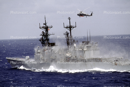 Water Spray for Contamination Drill, Sikorsky SH-60B Seahawk, USS Harry W Hill (DD 986), Spruance-class destroyer