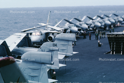 S-3, EA-6B, A-6, bunched up on deck