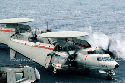 NE-603, 163028, Grumman E-2C Hawkeye, VAW-116 "Sun Kings", USS Ranger (CVA-61), folded wings
