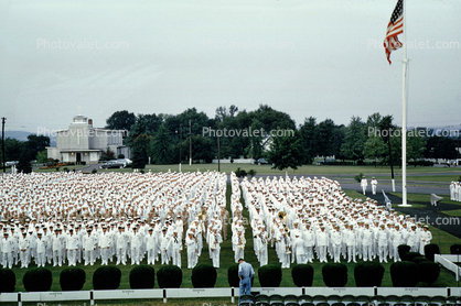 Men, Graduation, White Suits, standing in attention, 1950s