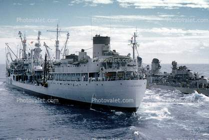 UNREP, USS Cimarron (AO-22), Replenishment Oiler, tanker, ship, Destroyer dd 667, USN, United States Navy, vessel, hull, unrep